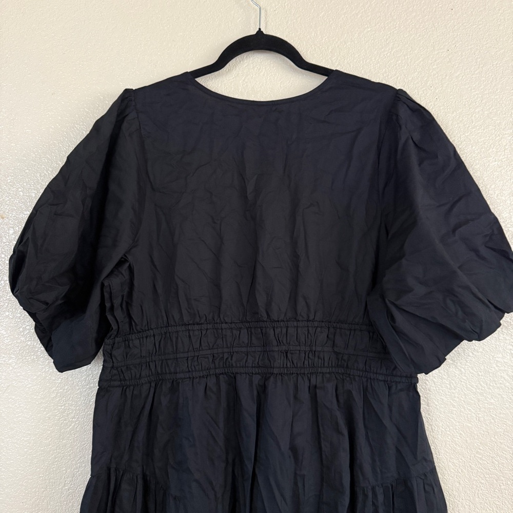 Old‎ Navy Waist Defined Puff Sleeve Midi Dress Black New Sz XL - Picture 10 of 11